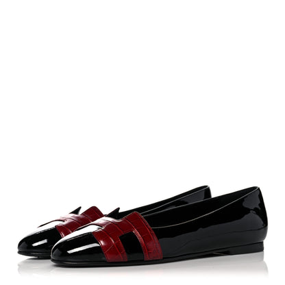 Hermes Patent Shiny Alligator Nice Ballerina Flats 38 Black 3 of 8
