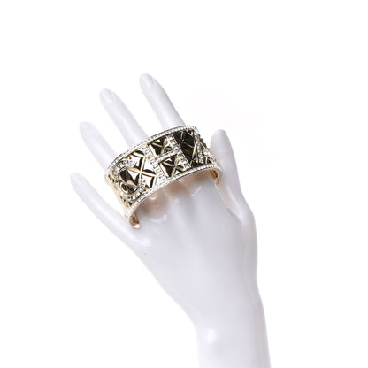 Chanel Crystal Logo Cuff Bracelet Gold 2 of 5