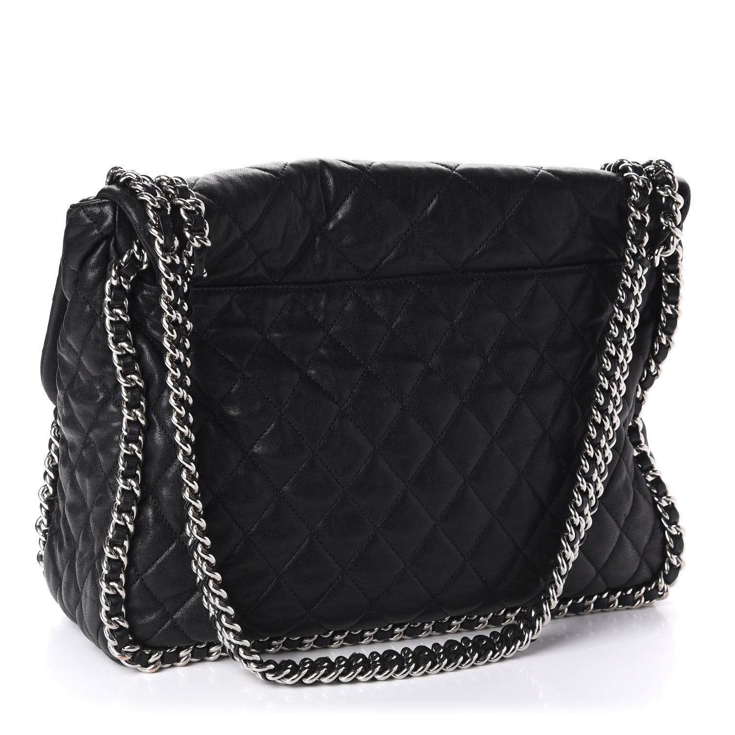 Chanel Washed Lambskin Quilted Maxi Chain Around Flap Black 2 of 12