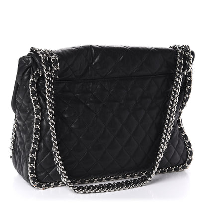 Chanel Washed Lambskin Quilted Maxi Chain Around Flap Black 2 of 12