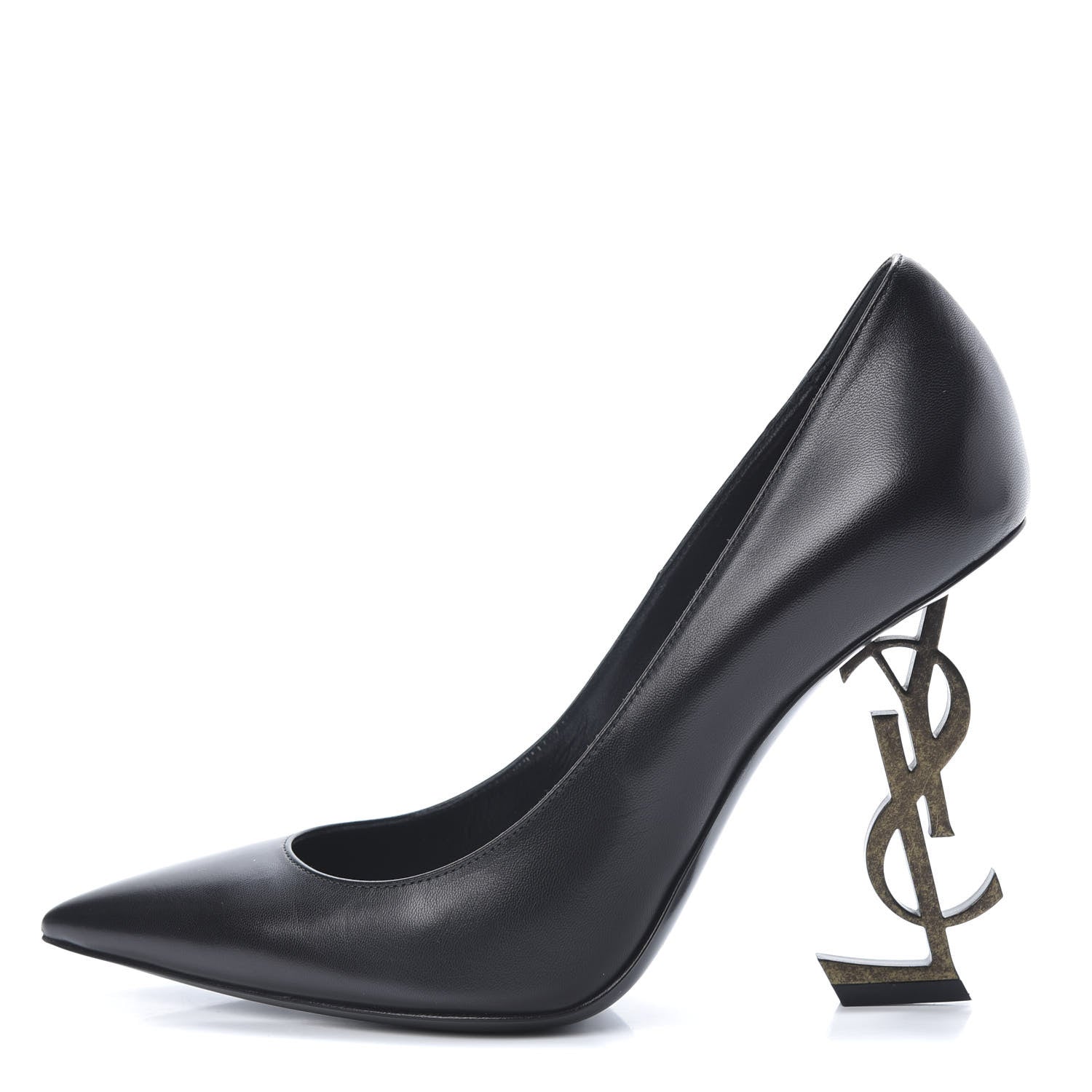 Saint Laurent Calfskin Opyum 110 Pumps 38 Black Gold 1 of 10