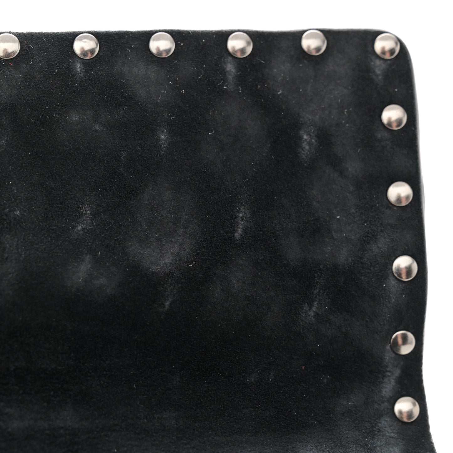 Craquele Nappa Medium Rockstud Spike Shoulder Bag Black