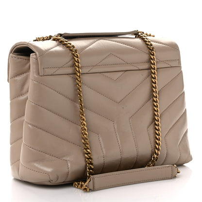Saint Laurent Calfskin Y Quilted Monogram Small Loulou Chain Satchel Dark Beige 3 of 14