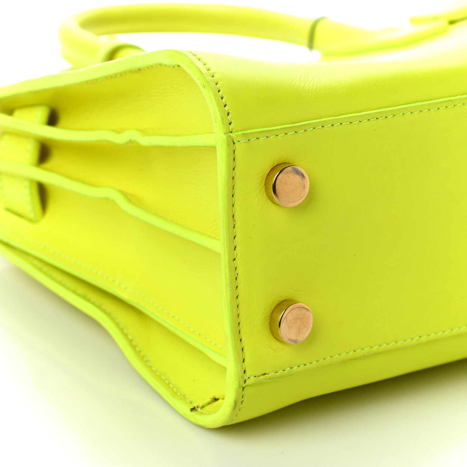 Saint Laurent Calfskin Nano Sac De Jour Neon Yellow 7 of 14