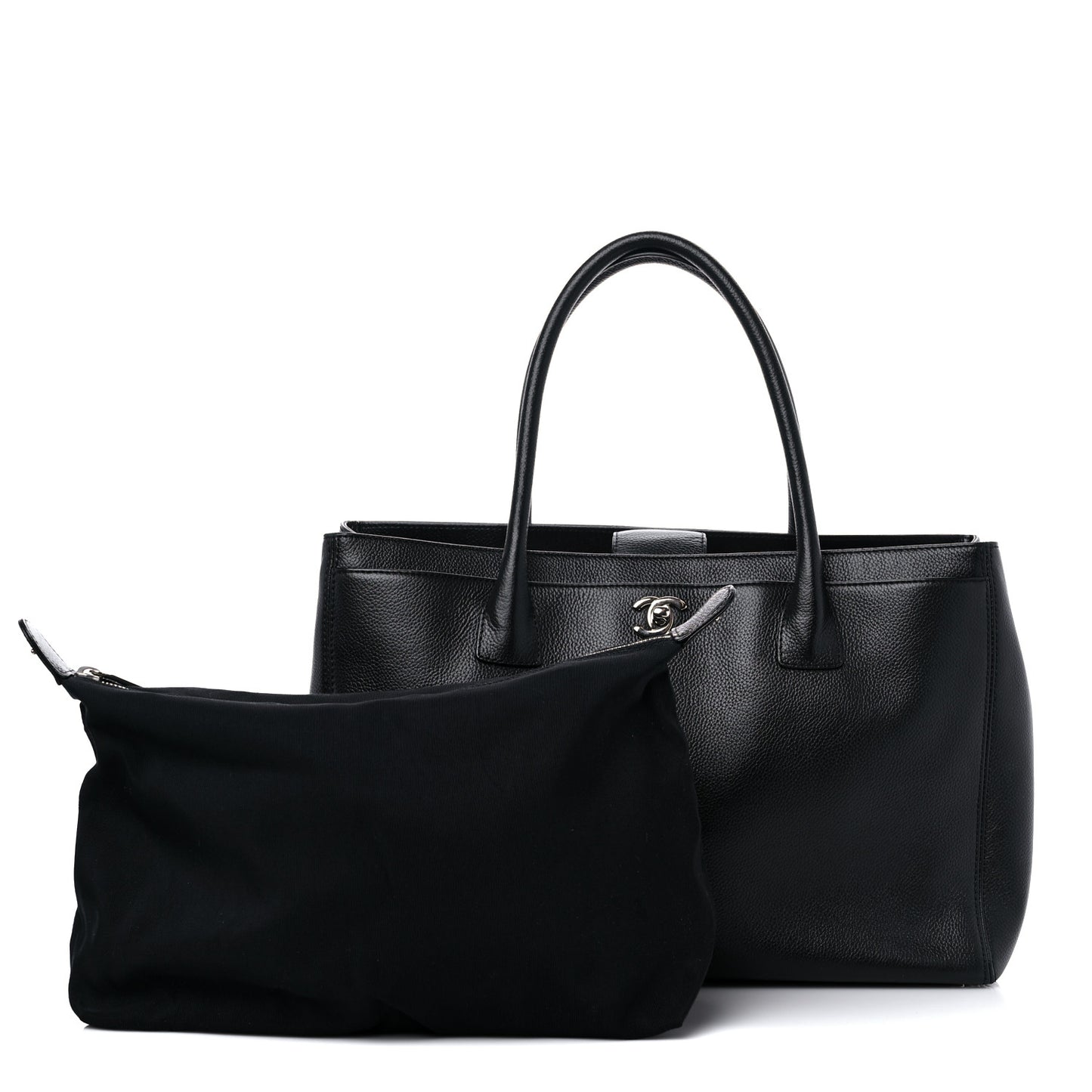 Calfskin Cerf Executive Shopper Tote Black
