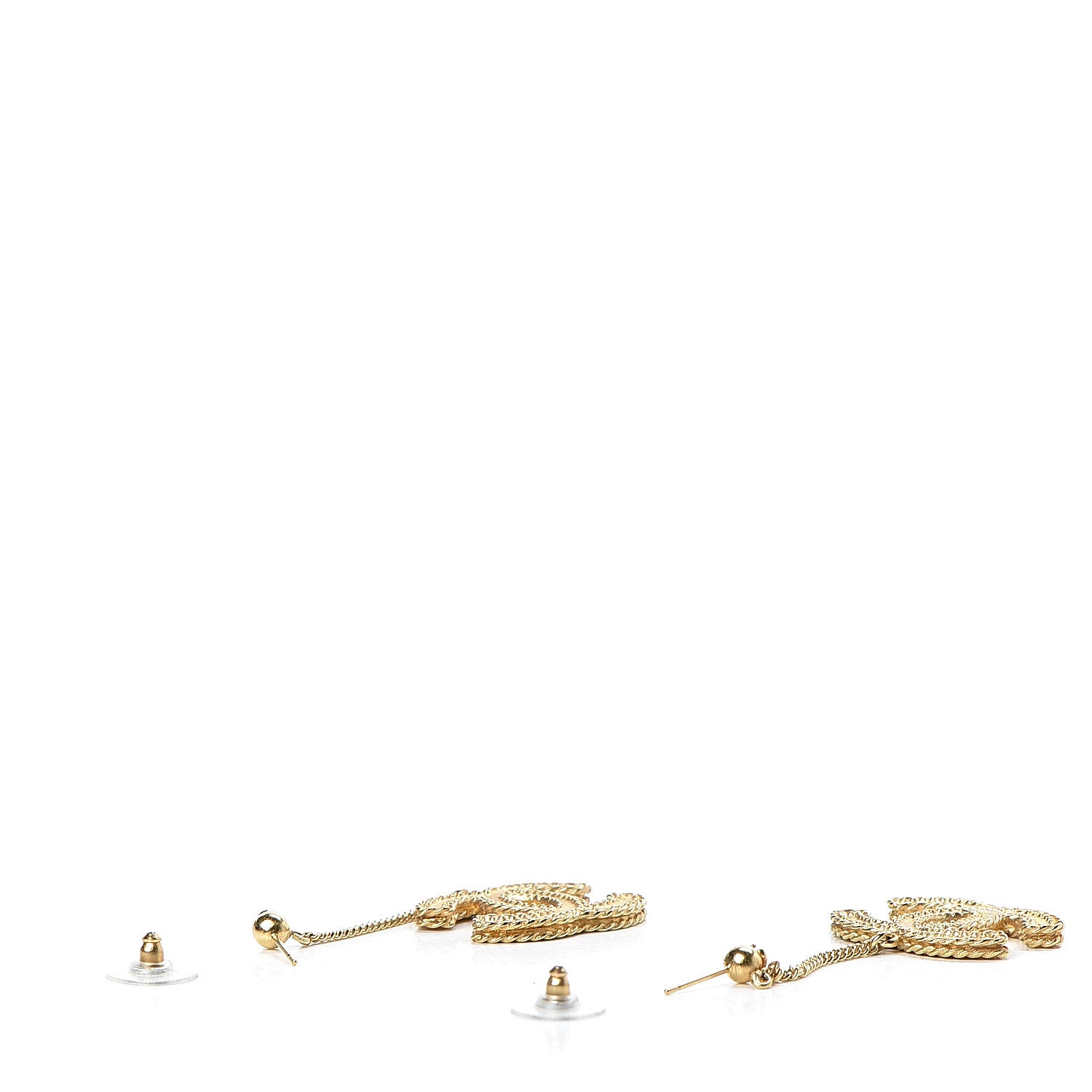 Chanel CC Drop Earrings Matte Gold 3 of 5