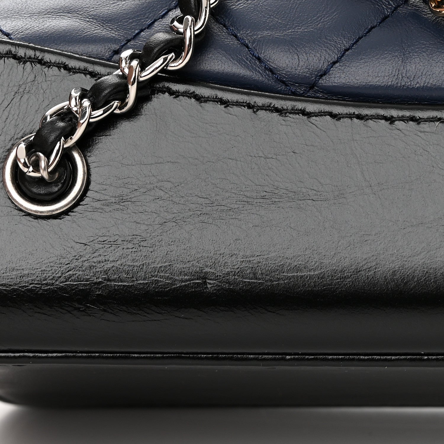 Chanel Aged Calfskin Quilted Gabrielle Backpack Navy Black 12 of 14