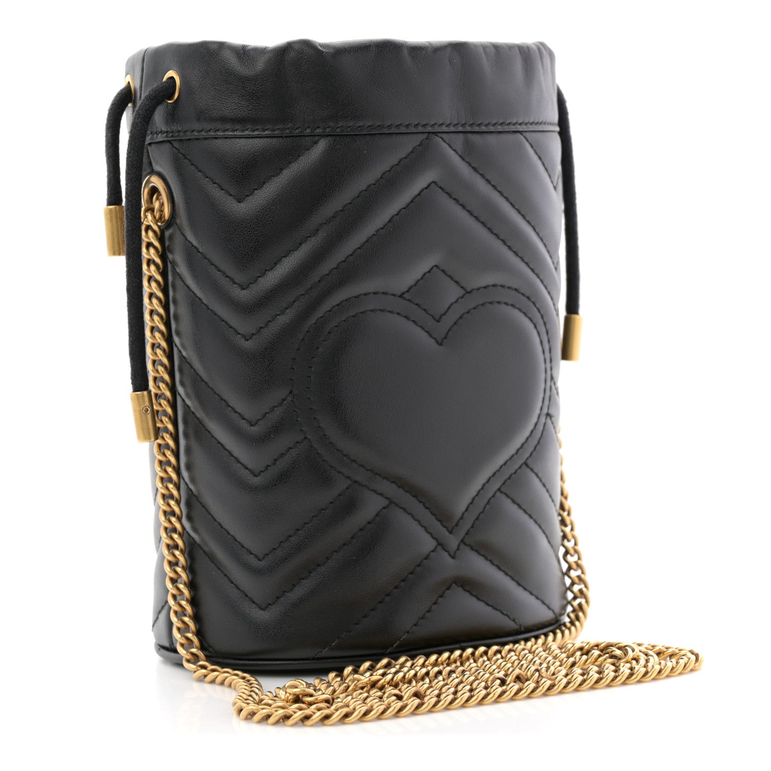 Gucci Calfskin Matelasse Mini GG Marmont 2.0 Bucket Bag Black 3 of 11