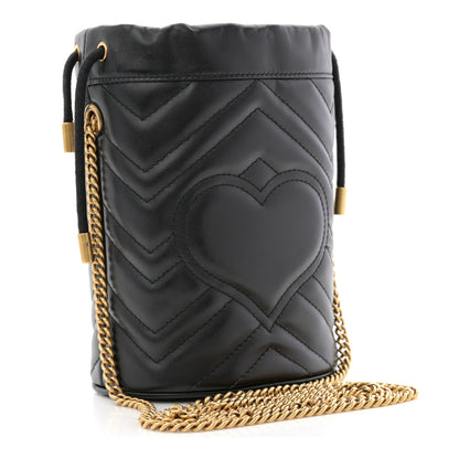 Gucci Calfskin Matelasse Mini GG Marmont 2.0 Bucket Bag Black 3 of 11