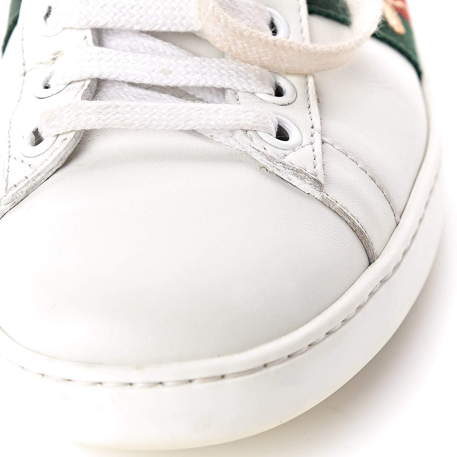 Gucci Calfskin Ayers Bee Embroidered Womens Ace Sneakers 36 White Green 14 of 21