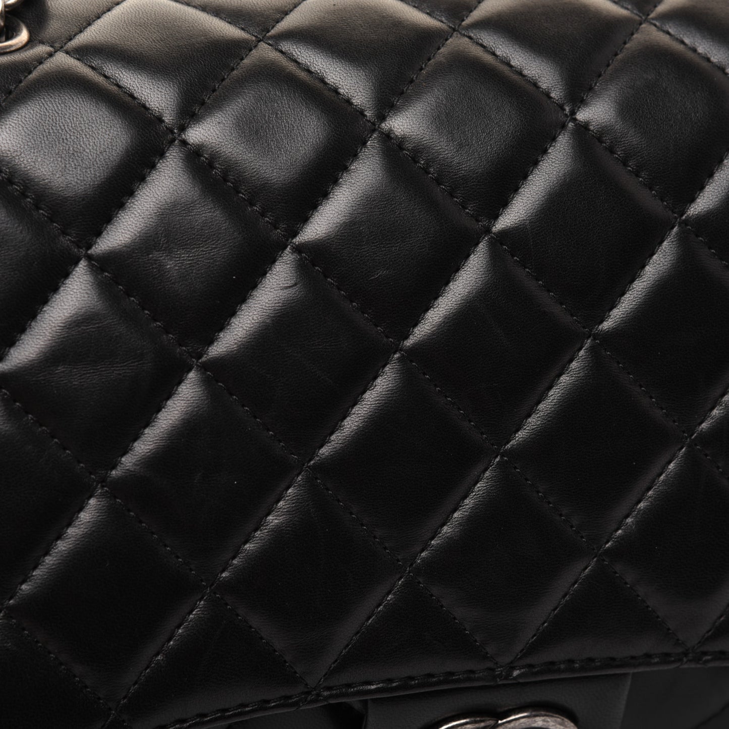 Lambskin Quilted Jumbo Grocery By Chanel Drawstring Shopping Bag Black