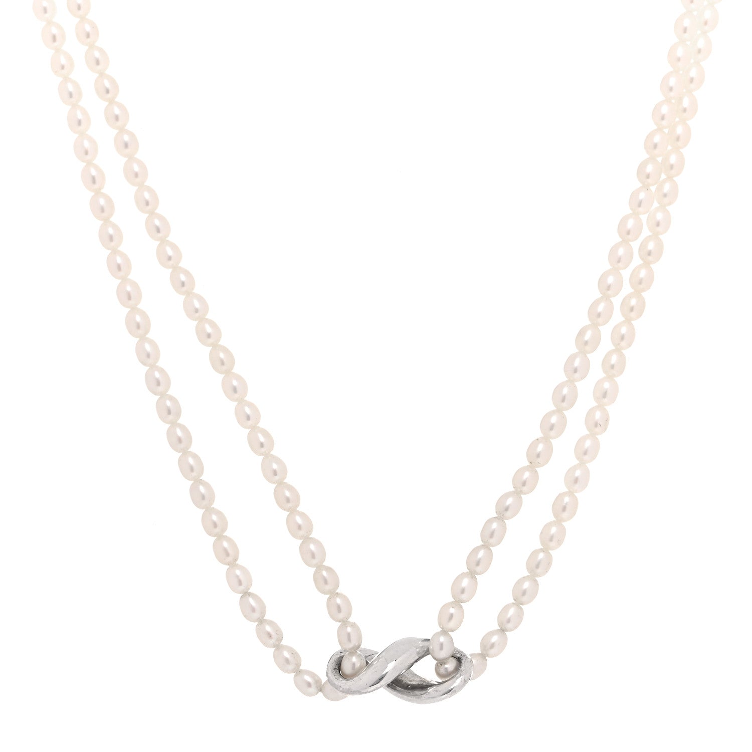 Tiffany Sterling Silver Pearl Figure 8 Necklace 1 of 12