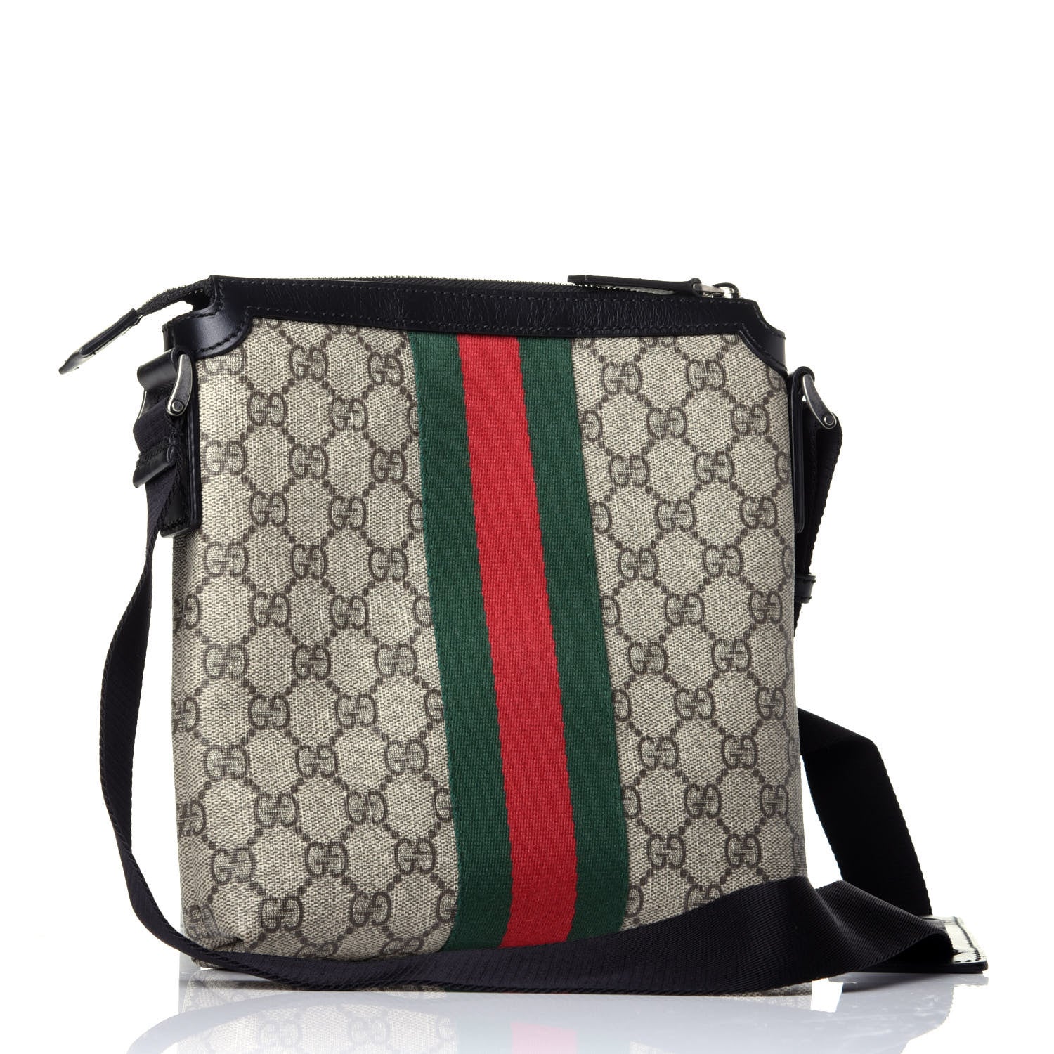 Gucci GG Supreme Monogram Web Messenger Bag Black 3 of 9