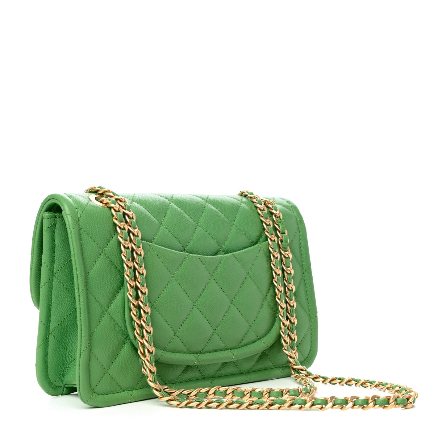 Caviar Quilted Medium Sweet Classic Flap Green