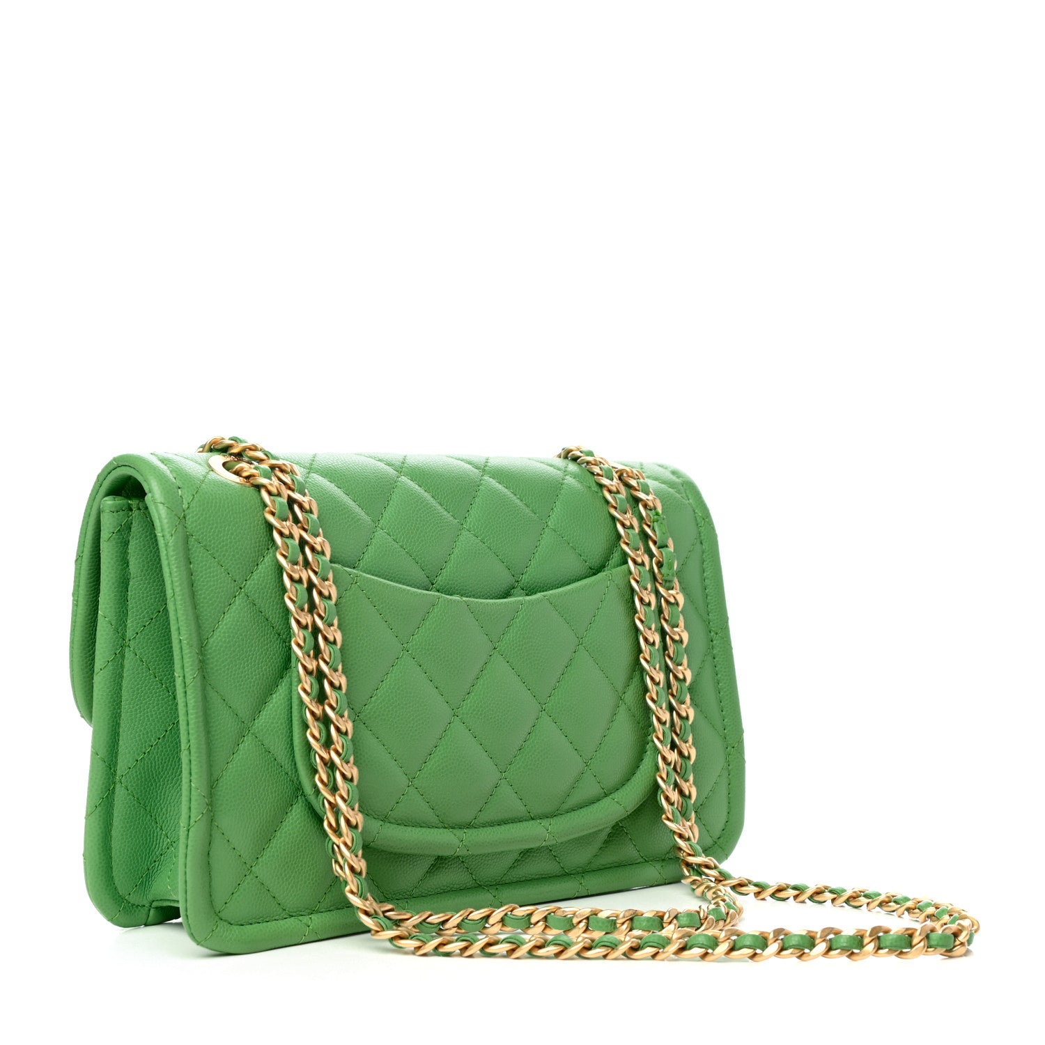 Chanel Caviar Quilted Medium Sweet Classic Flap Green 3 of 10