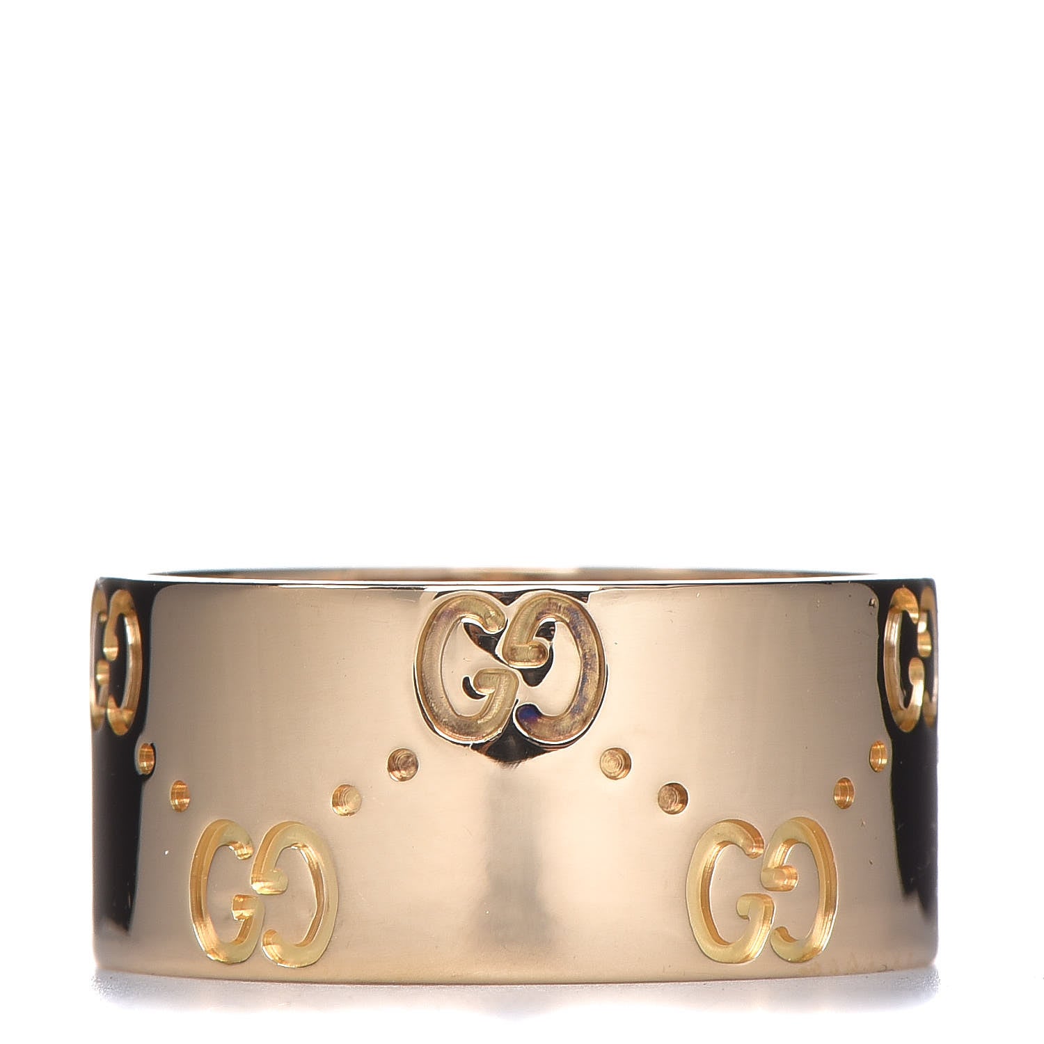 Gucci 18K Yellow Gold 9mm Icon Band Ring 54 6.5 1 of 6