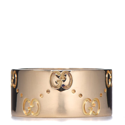 Gucci 18K Yellow Gold 9mm Icon Band Ring 54 6.5 1 of 6