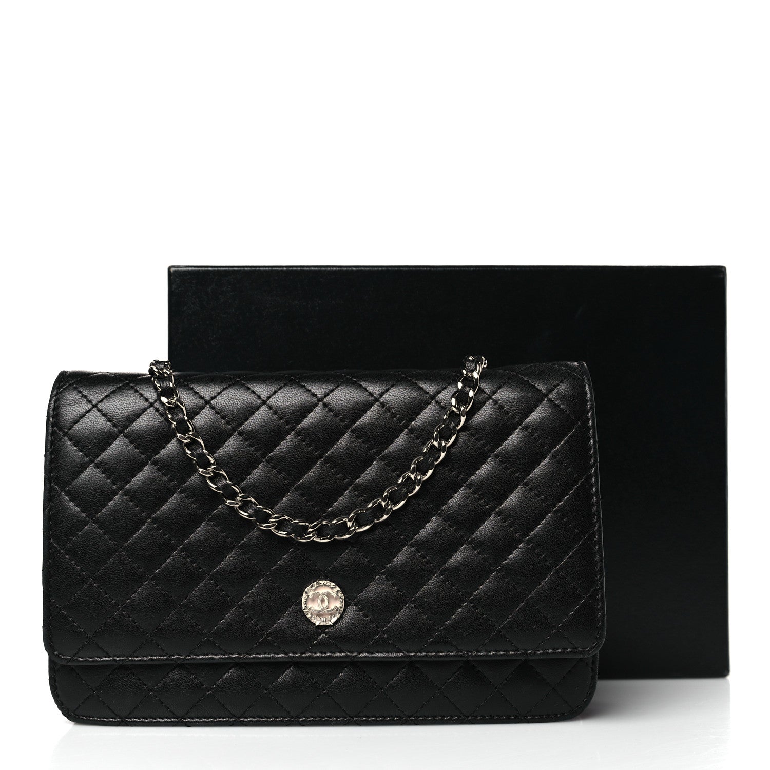 Chanel Lambskin Micro Quilted Wallet On Chain WOC Black 11 of 11