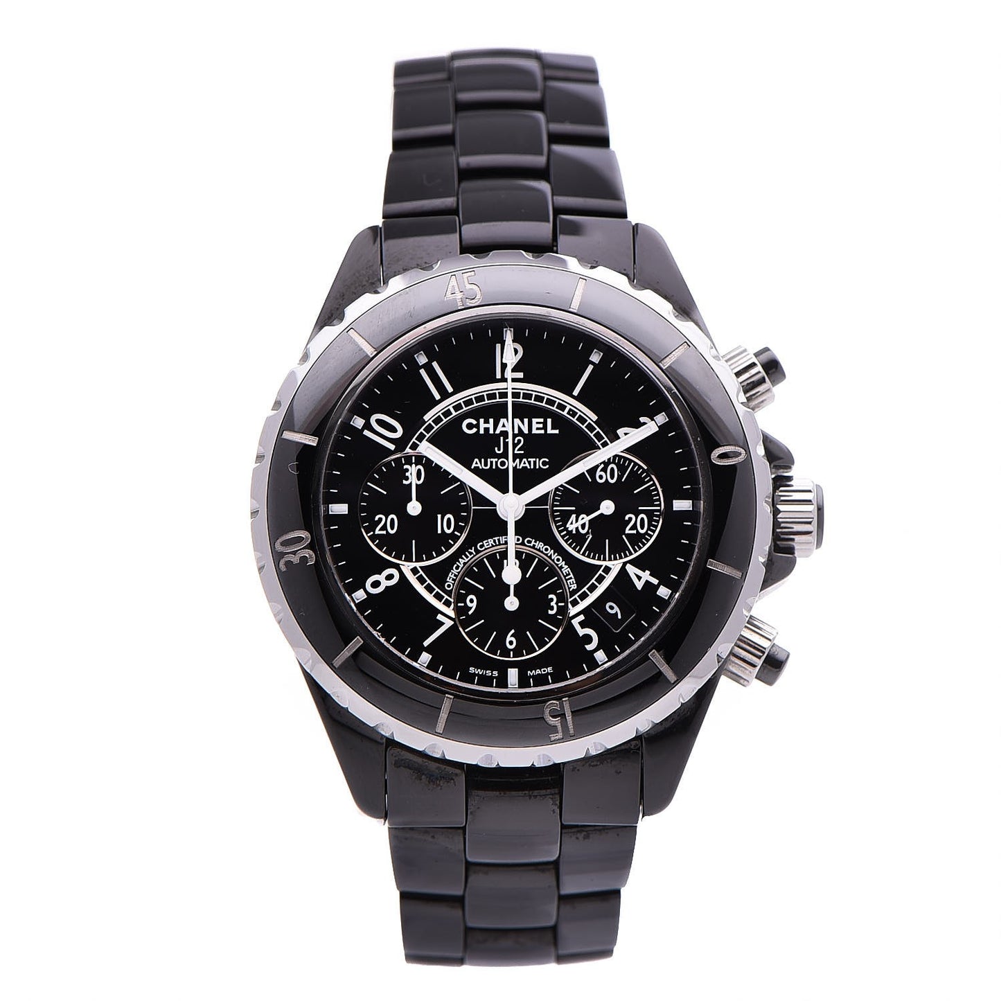 Stainless Steel Ceramic 41mm J12 Chronograph Automatic Watch Black
