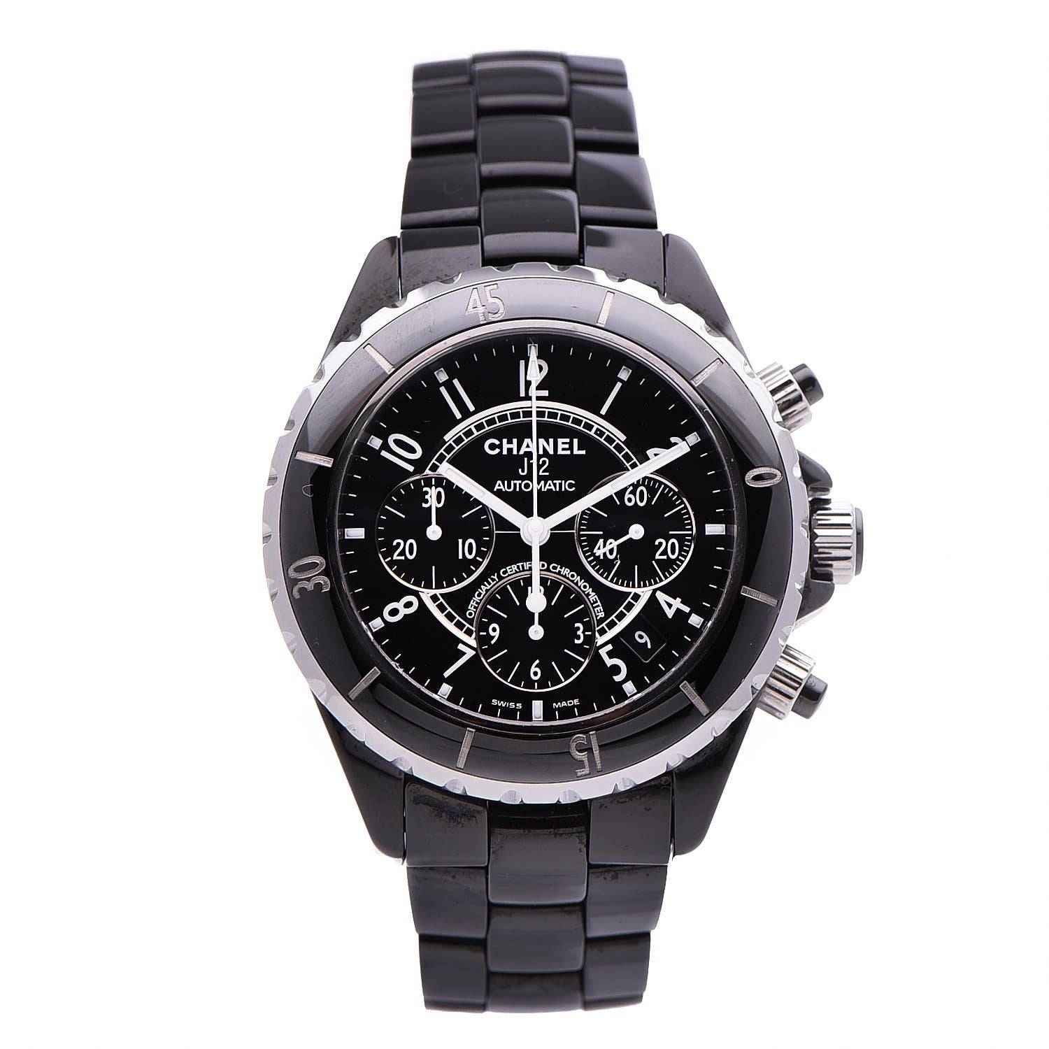 Chanel Stainless Steel Ceramic 41mm J12 Chronograph Automatic Watch Black 1 of 8