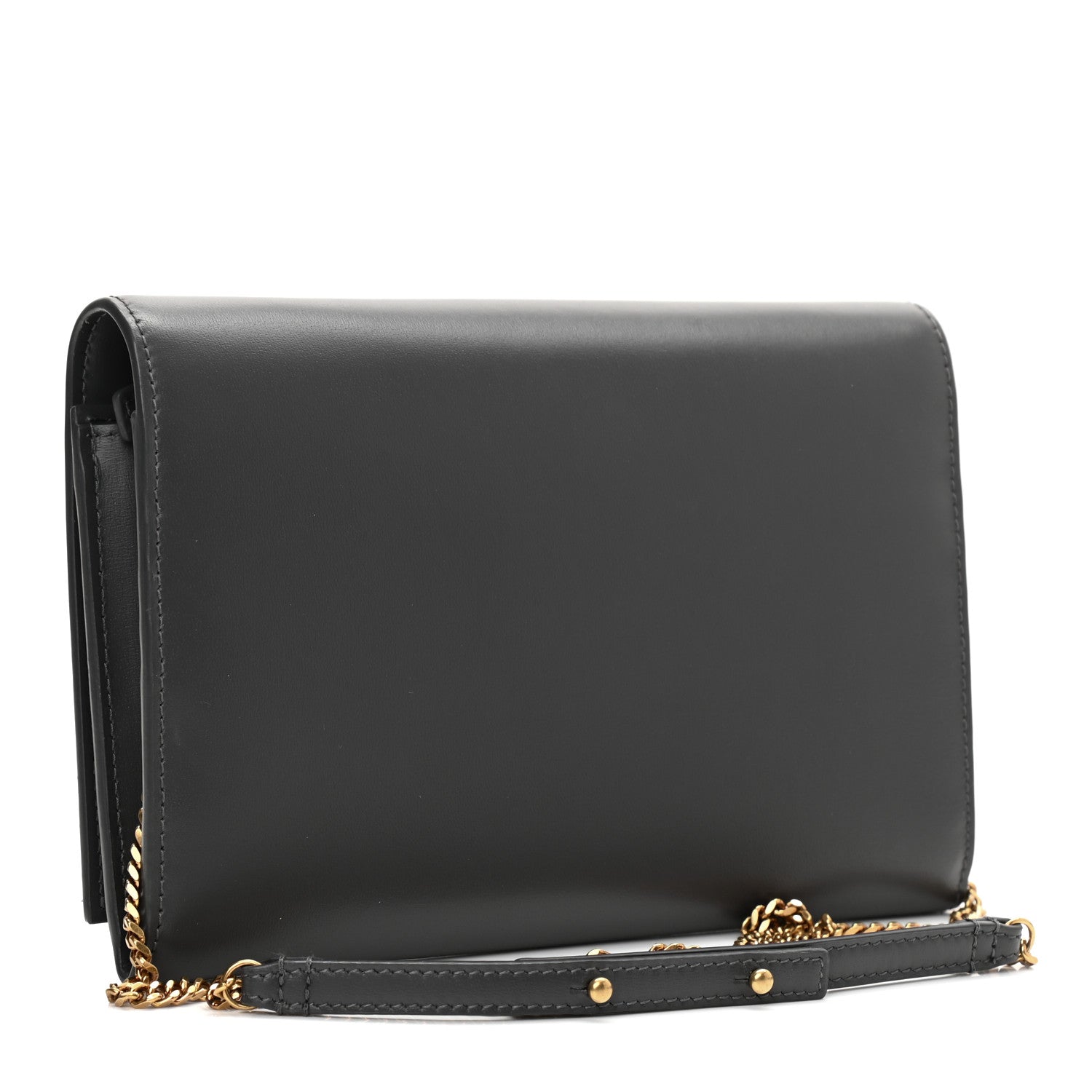 Saint Laurent Glossy Calfskin Monogram Chain Wallet Storm 3 of 8