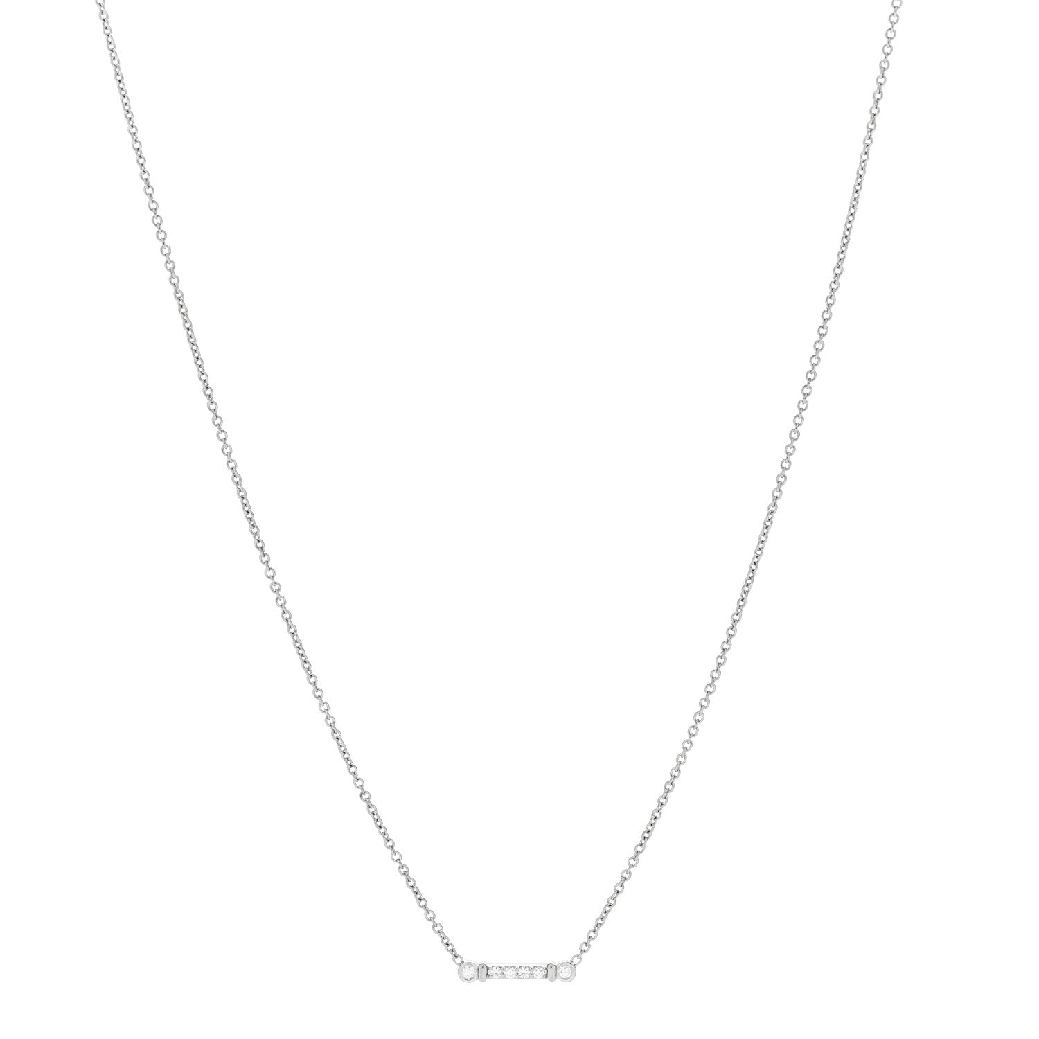 Tiffany Platinum Diamond Fleur de Lis Key Bar Pendant Necklace 1 of 6