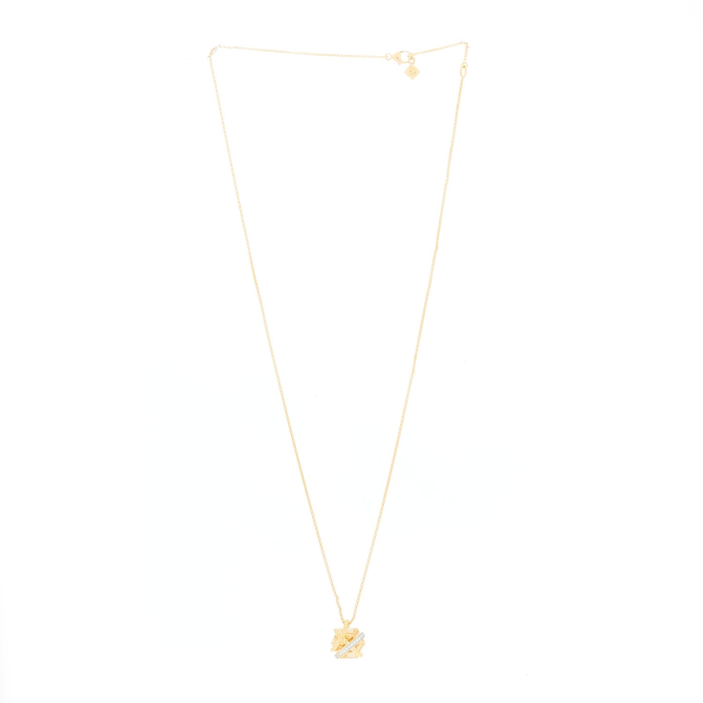 18K Yellow White Gold Diamond Champagne Citrine 10mm Cable Wrap Necklace