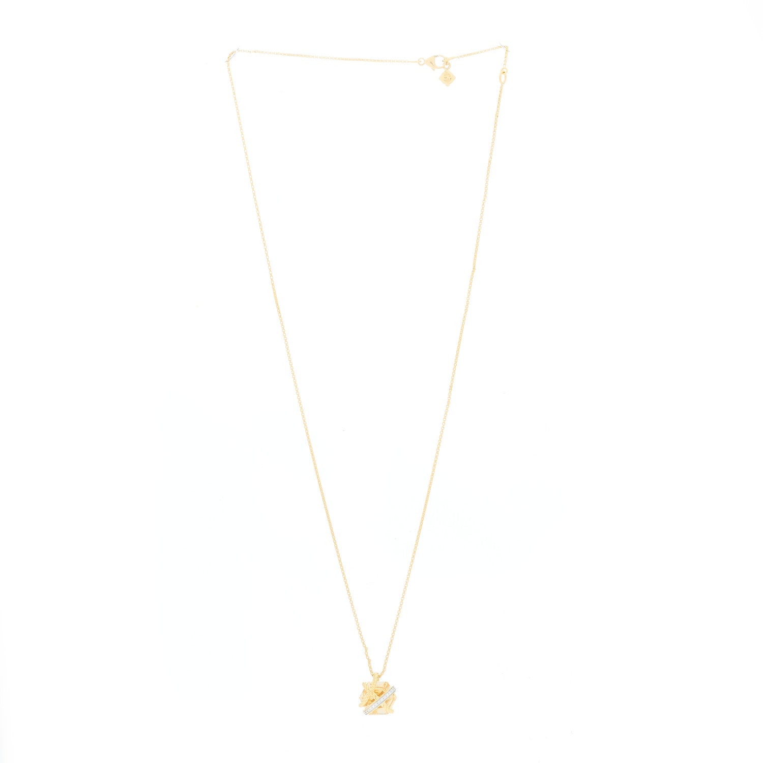 David Yurman 18K Yellow White Gold Diamond Champagne Citrine 10mm Cable Wrap Necklace 2 of 6