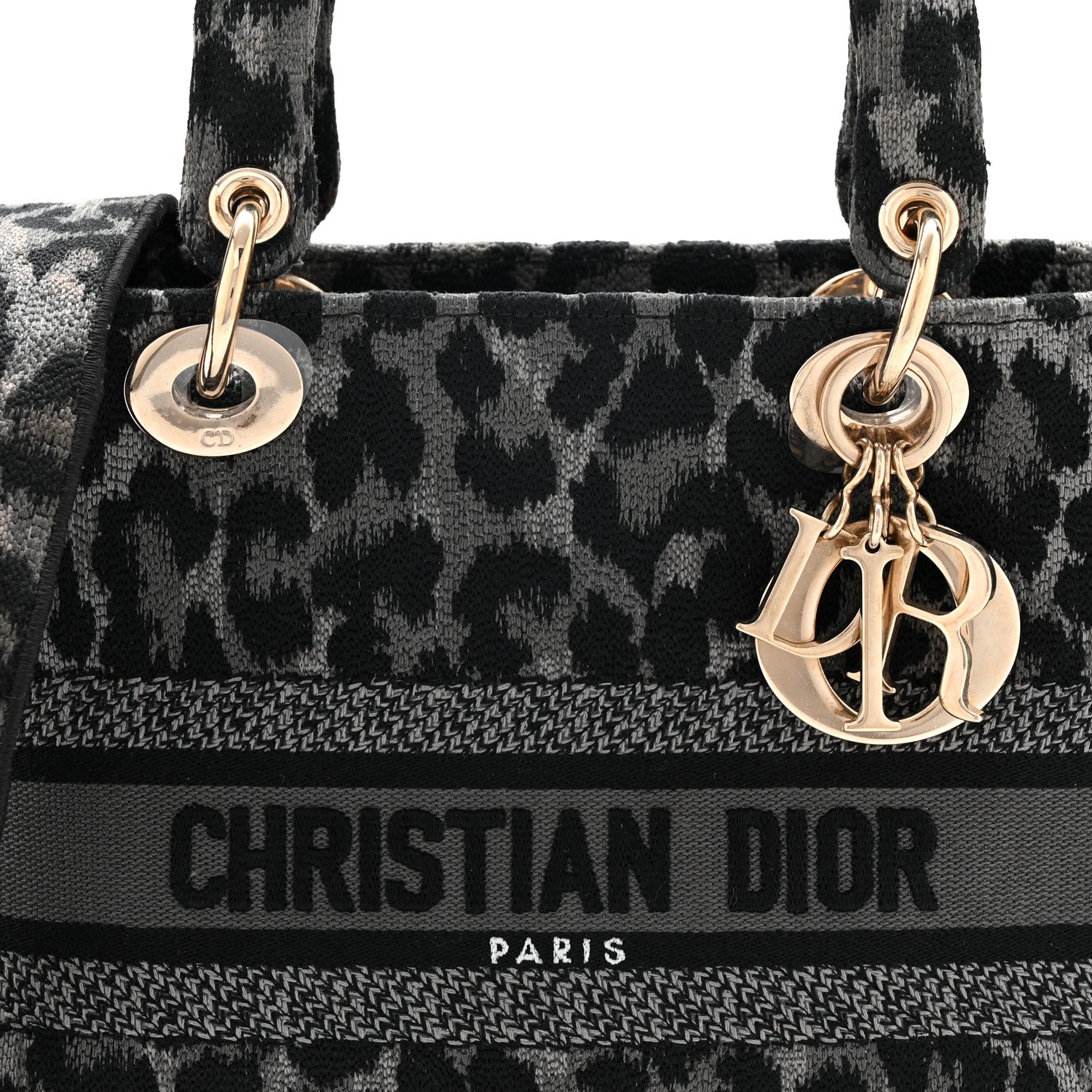 Christian Dior Canvas Medium Mizza Embroidered Lady D-Lite Grey Grey 8 of 10