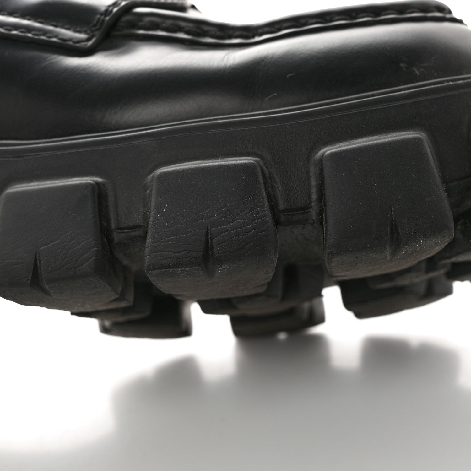 Prada Spazzolato Rois Metal Triangle Logo Mens Monolith 60mm Loafers 6 Black 15 of 15