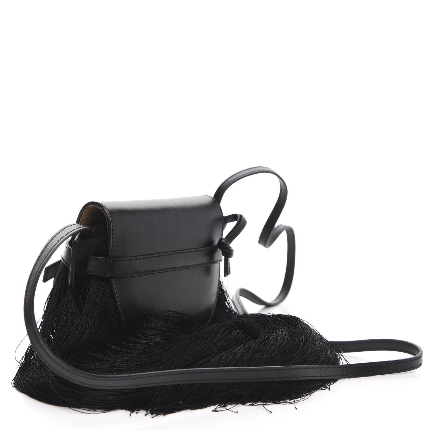 Loewe Calfskin Mini Fringe Gate Crossbody Bag Black 4 of 11