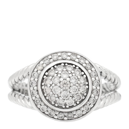 David Yurman Sterling Silver Diamond 8mm Petite Cerise Pave Ring 52 6 1 of 4