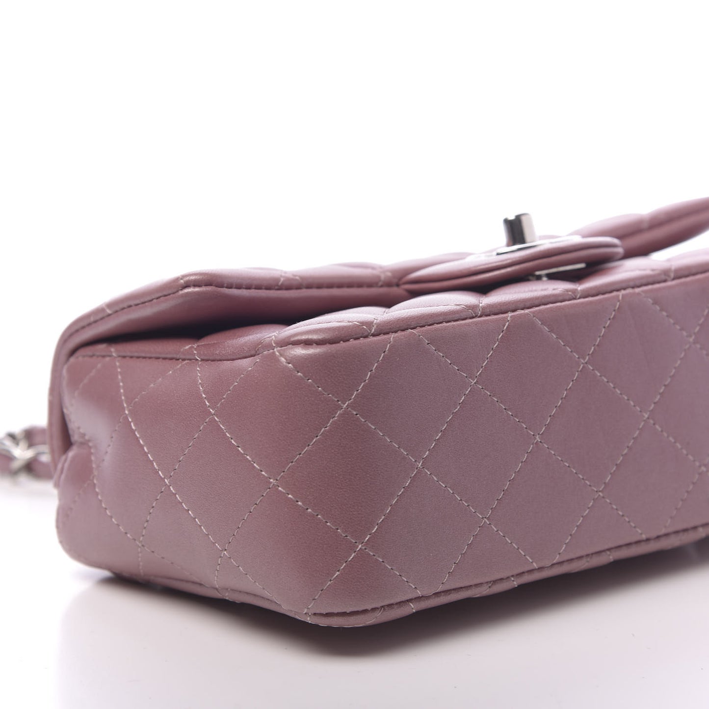 Metallic Lambskin Quilted Mini Rectangular Flap Pink