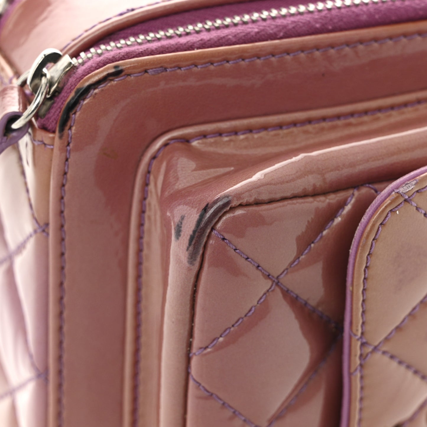 Patent Quilted Small Pocket Box Camera Case Purple