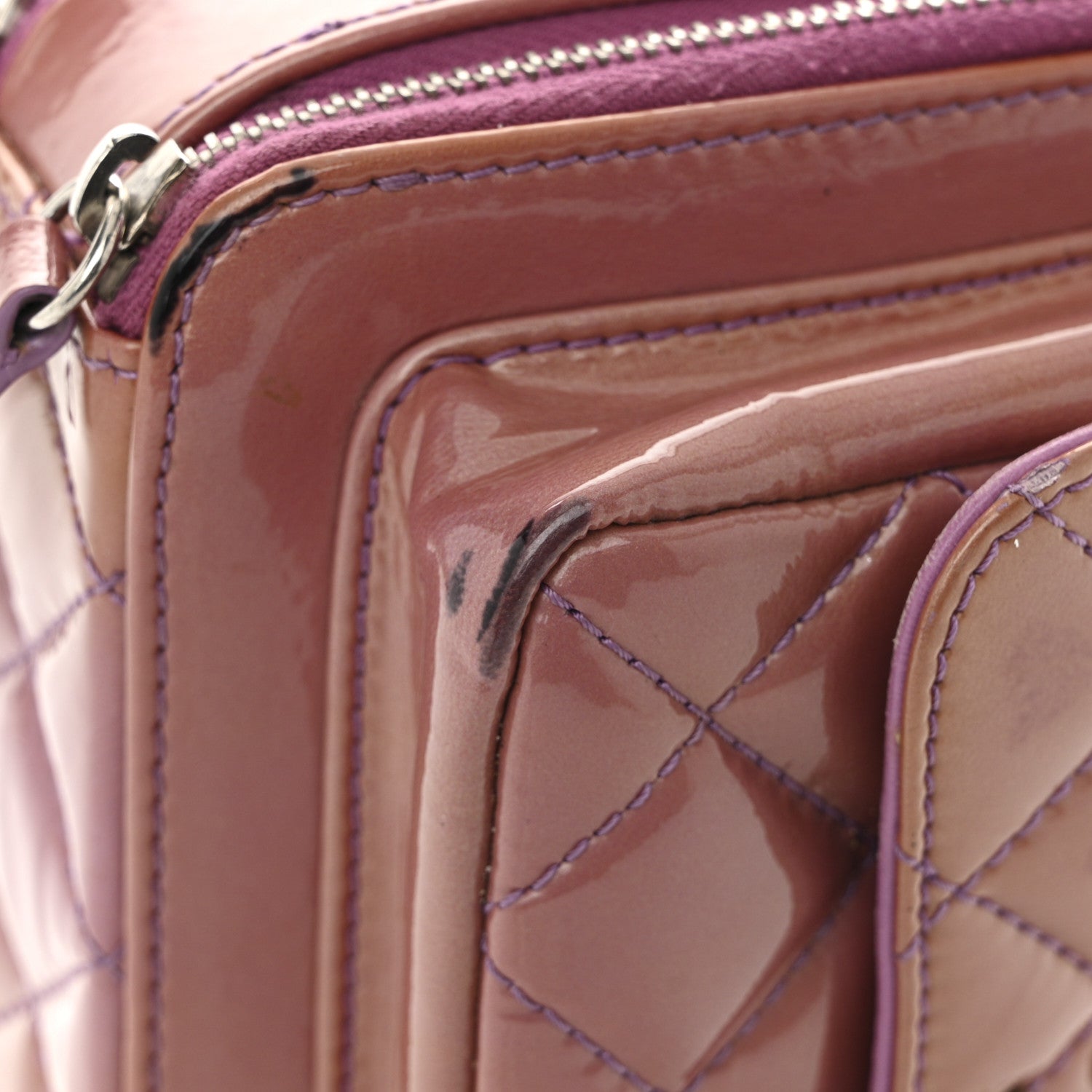 Chanel Patent Quilted Small Pocket Box Camera Case Purple 13 of 16