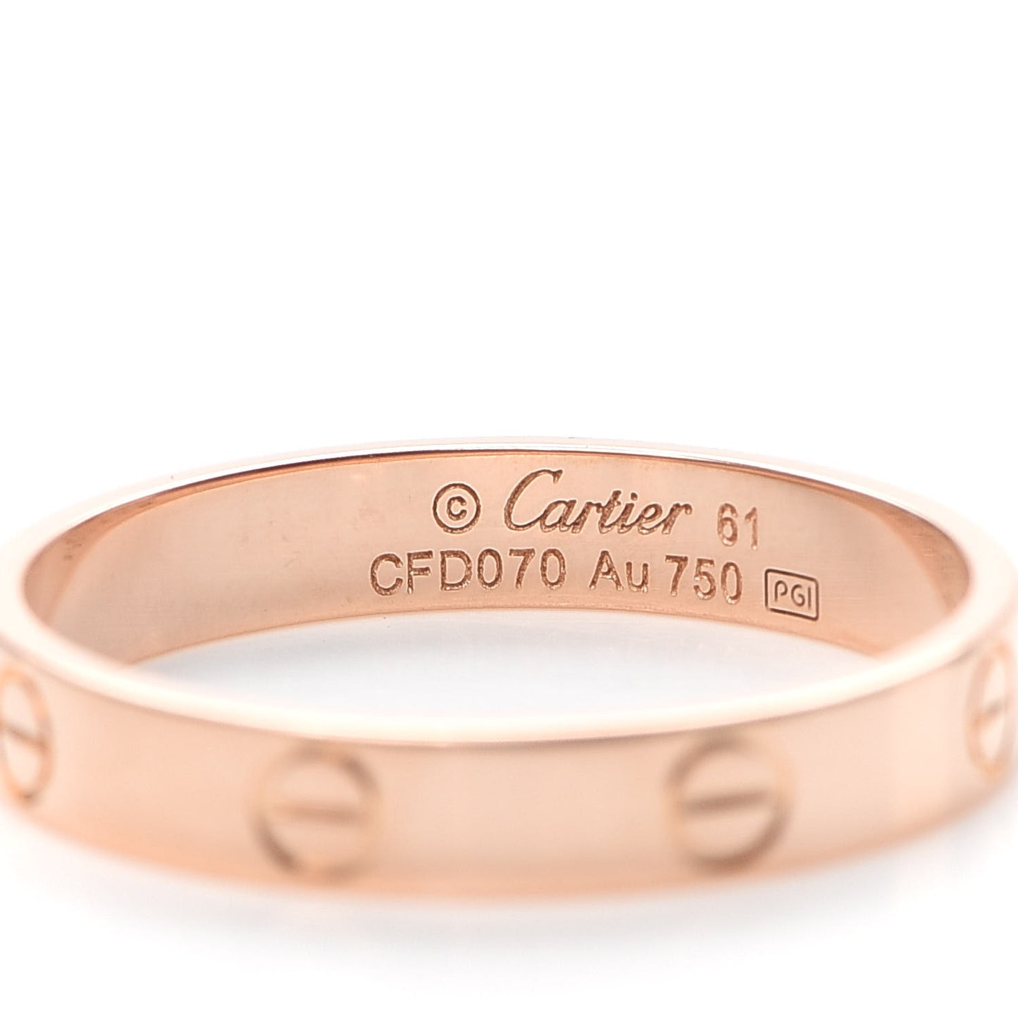 18K Pink Gold 3.5mm LOVE Wedding Band Ring 61 9.5