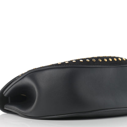 Chloe Suede Smooth Calfskin Studded Drew Shoulder Bag Black 9 of 11