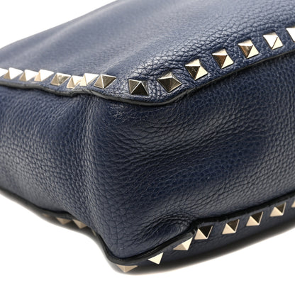 Valentino Garavani Pebbled Calfskin Small Rockstud Flip-Lock Messenger Bag Pure Blue 8 of 9