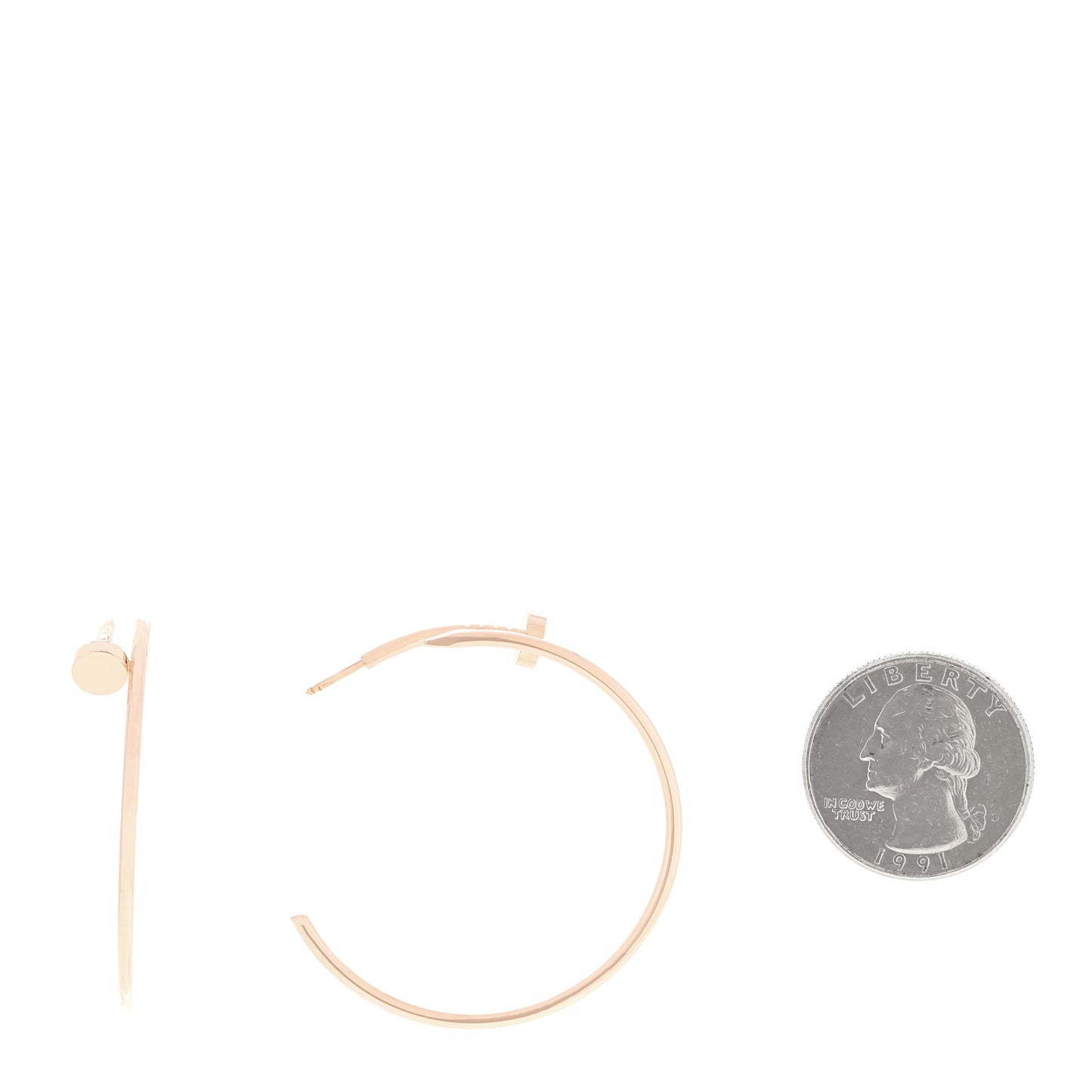 18K Pink Gold Large Juste Un Clou Hoop Earrings