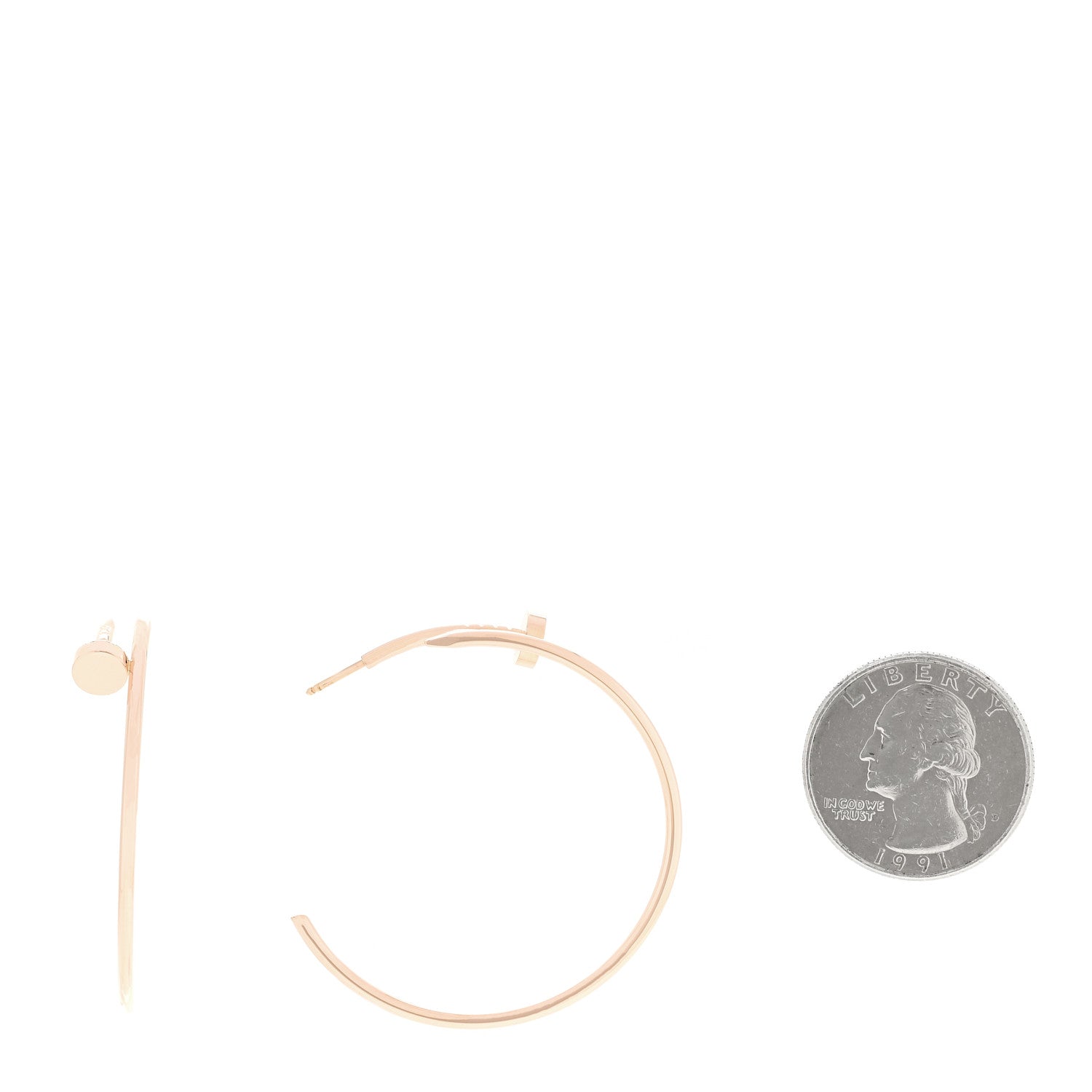 Cartier 18K Pink Gold Large Juste Un Clou Hoop Earrings 2 of 6