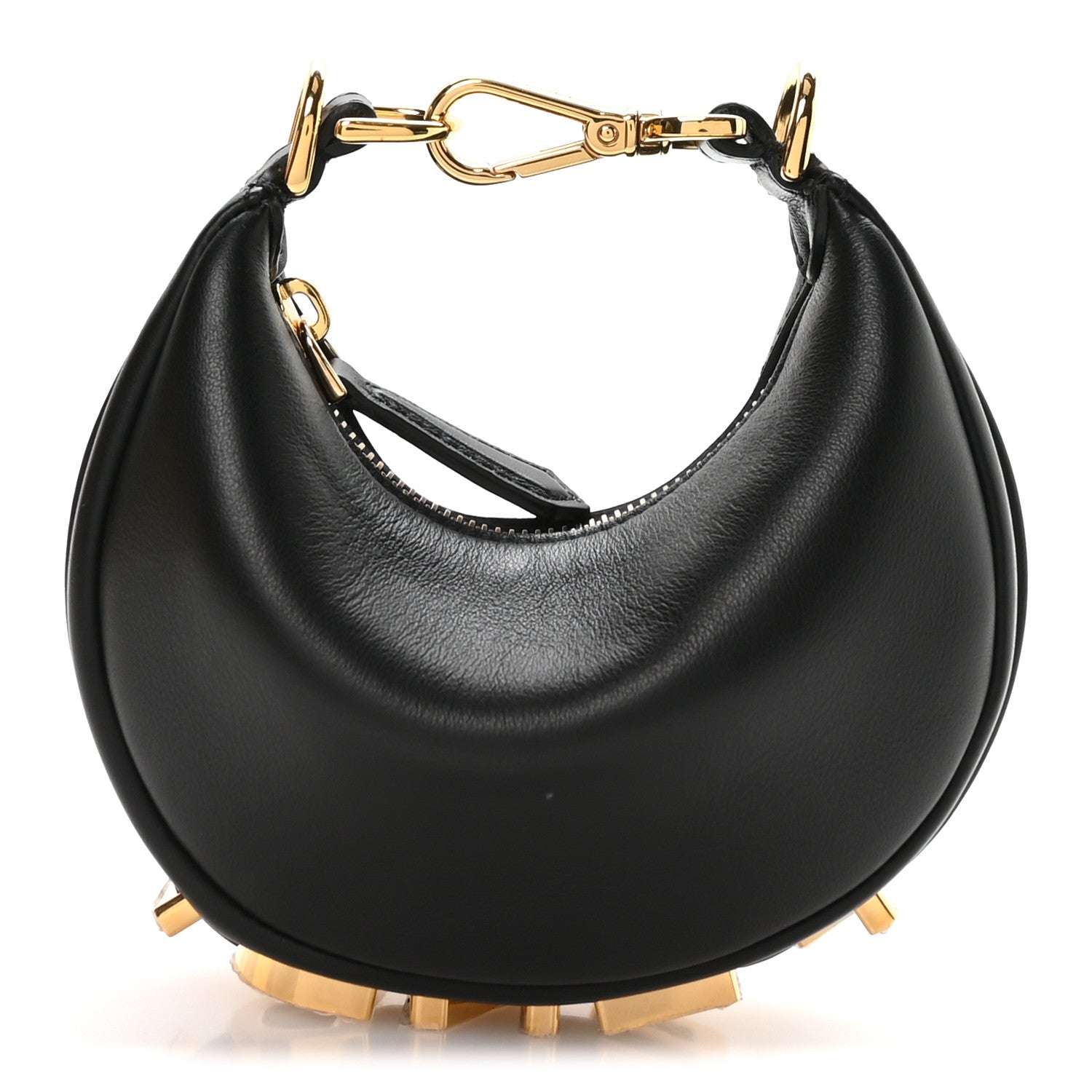 Fendi Vitello Grace Matte Nano Fendigraphy Hobo Charm Black 1 of 11