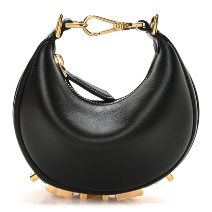 Fendi Vitello Grace Matte Nano Fendigraphy Hobo Charm Black 1 of 11