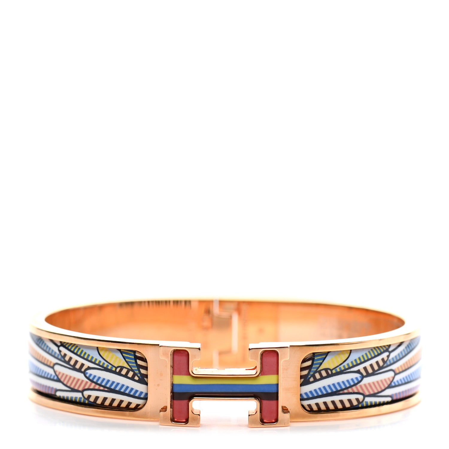 Hermes Enamel Printed Panoplie Equestre Clic Clac H Bracelet 1 of 4
