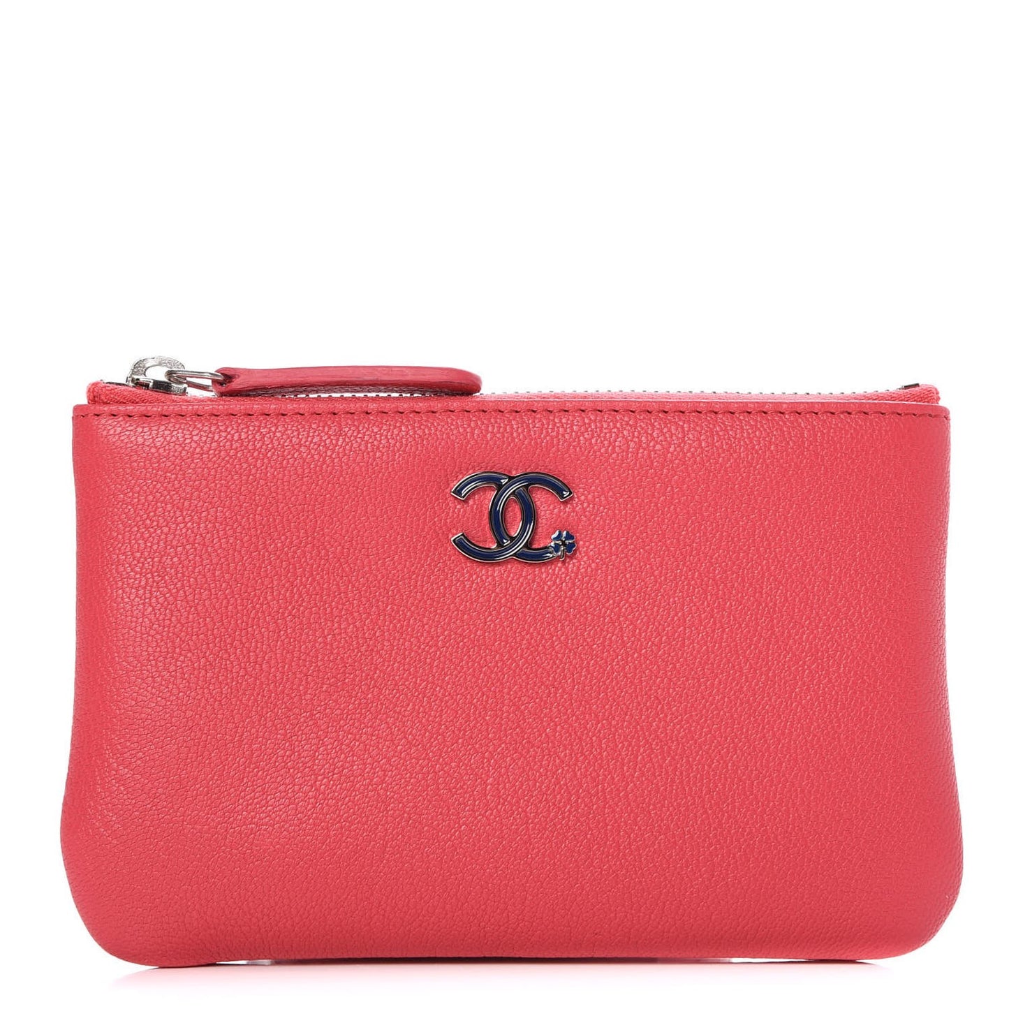 Goatskin Small CC Clover Cosmetic Case Pink
