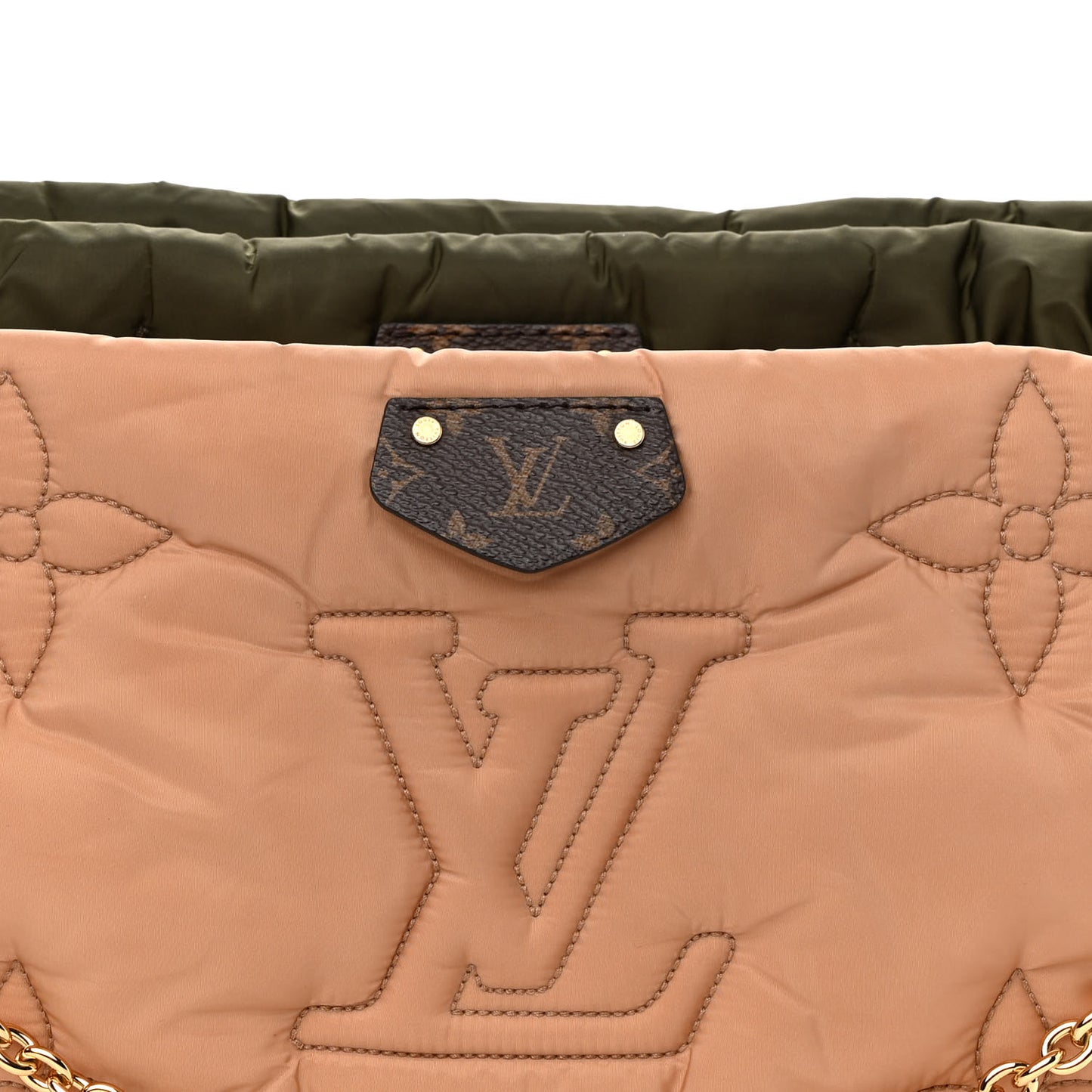 Econyl Monogram Pillow Maxi Multi Pochette Accessories Kaki Beige