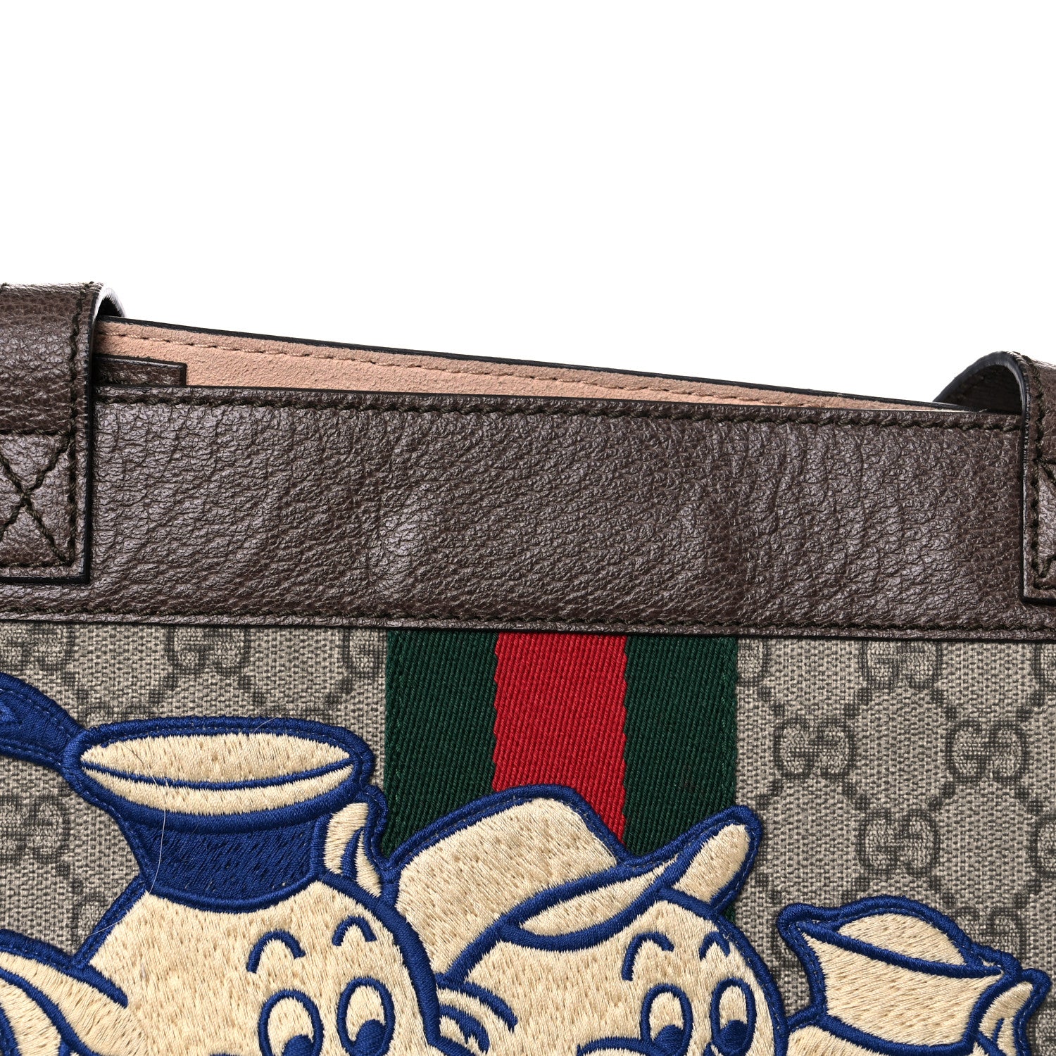 Gucci X DISNEY GG Supreme Monogram Web Three Little Pigs Large Ophidia Tote Beige New Acero 18 of 22