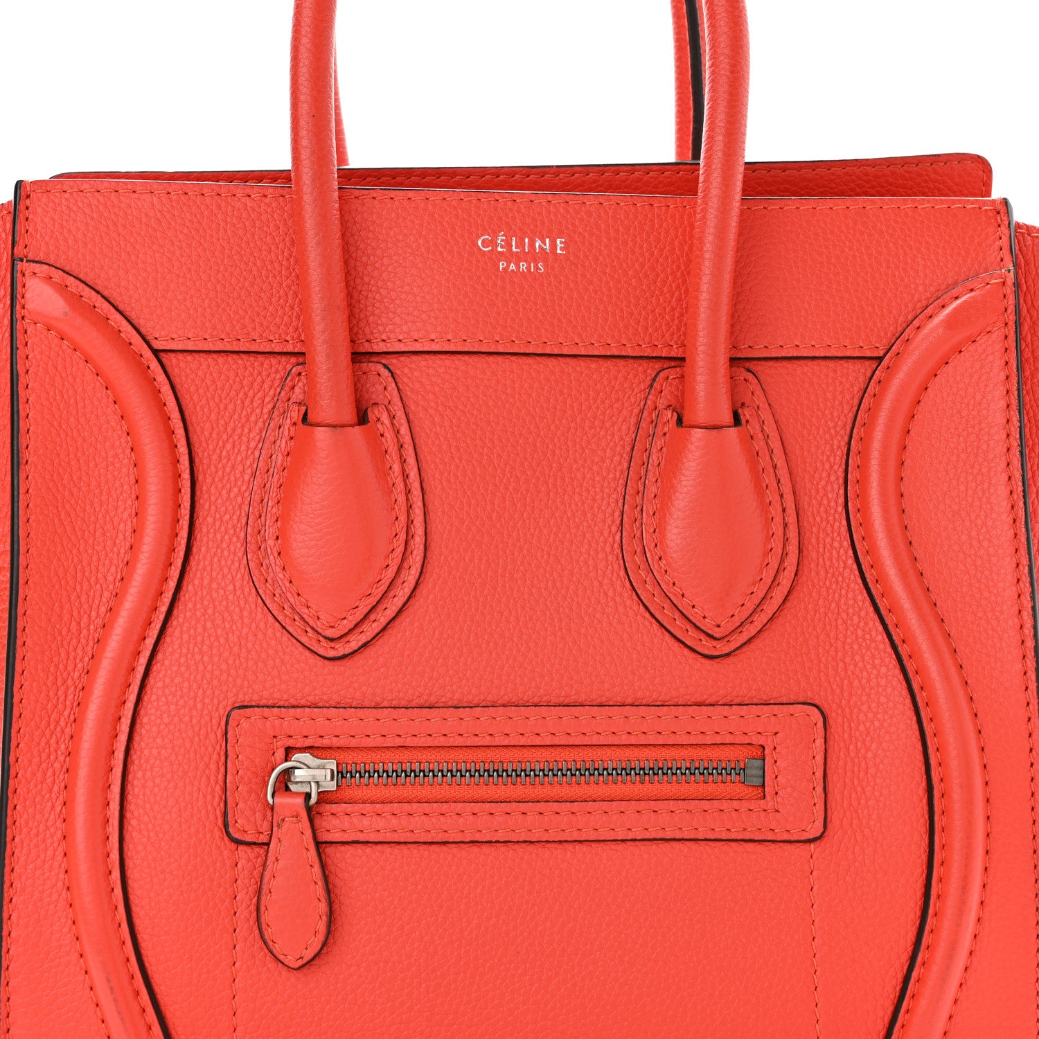 Celine Drummed Calfskin Micro Luggage Coquelicot 8 of 10
