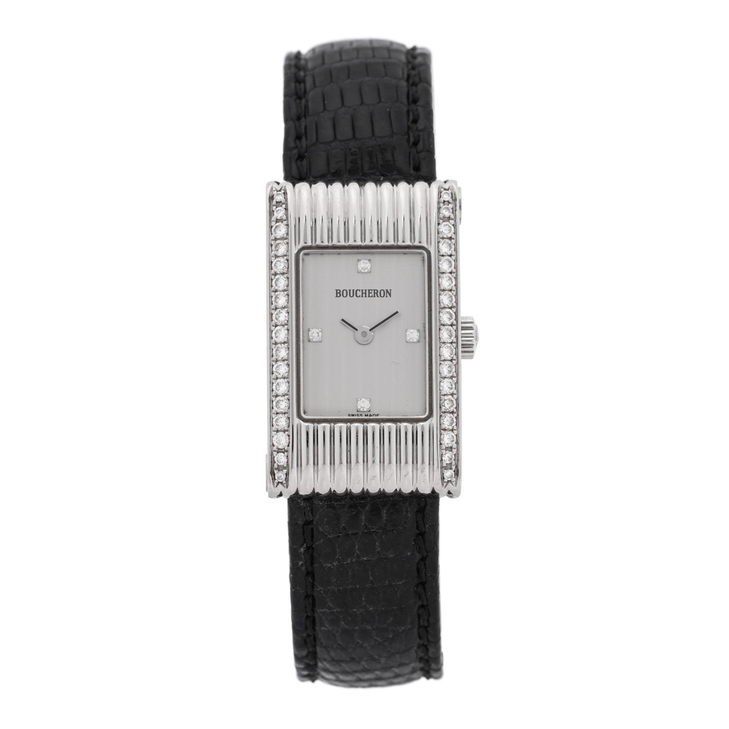 Boucheron Stainless Steel Alligator Diamond 18mm Reflet Quartz Watch 1 of 6
