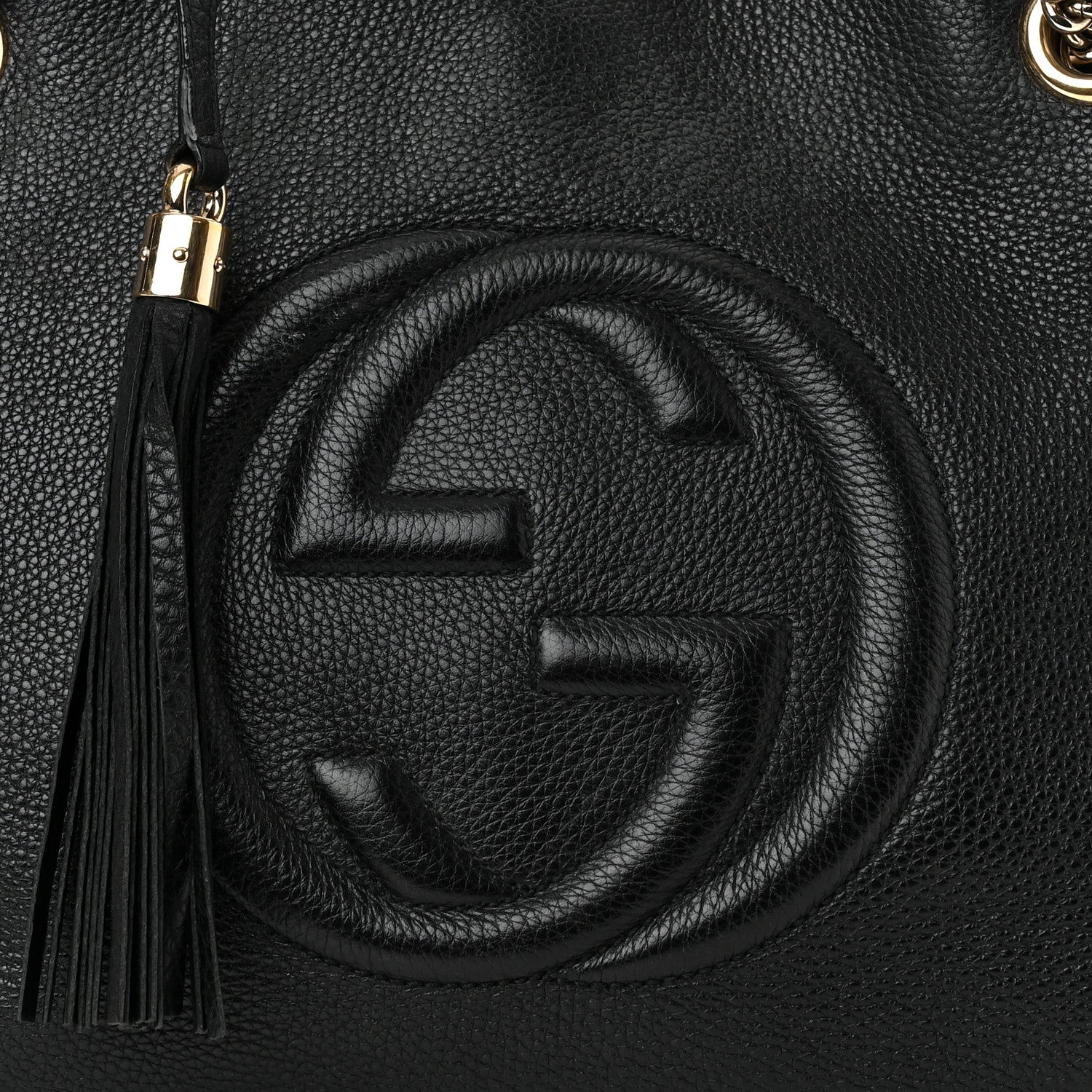Gucci Pebbled Calfskin Medium Soho Chain Shoulder Bag Black 9 of 15