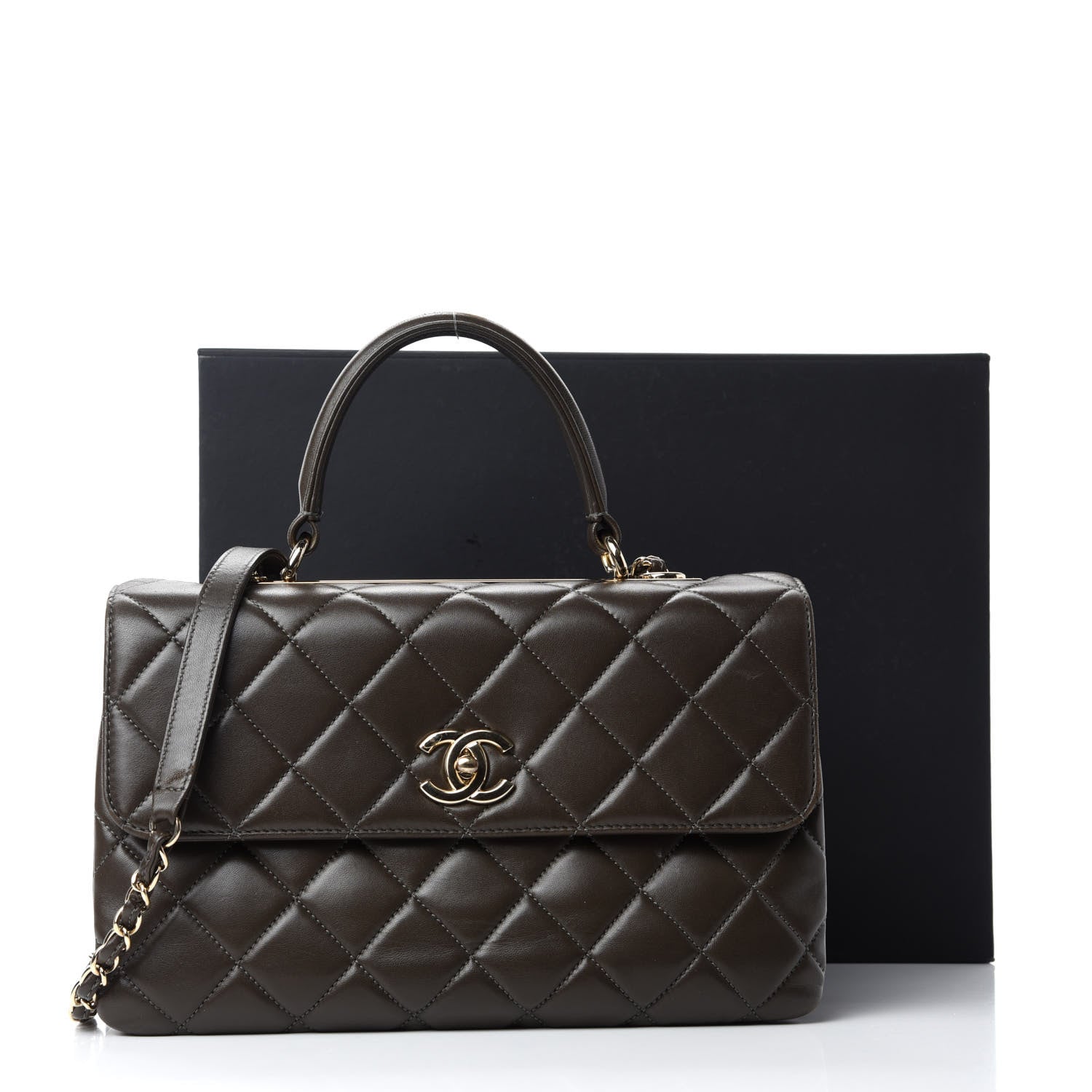 Chanel Lambskin Quilted Medium Trendy CC Flap Dual Handle Bag Dark Khaki 12 of 12